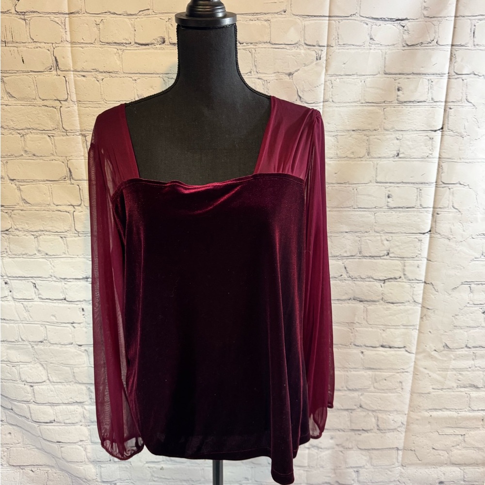 Elegant Burgundy Velvet Women's Top